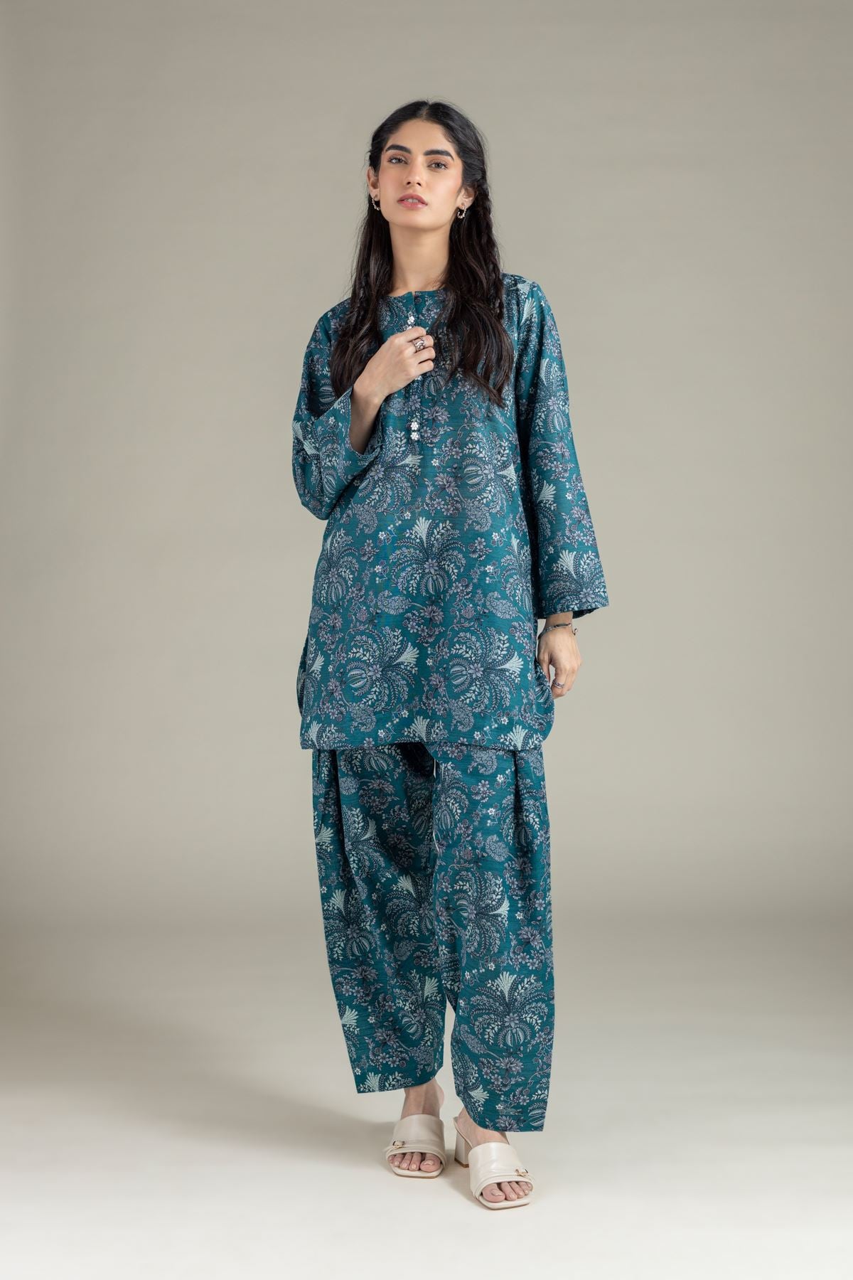 Dyed Textured Cotton Pants - EET24545A-VG