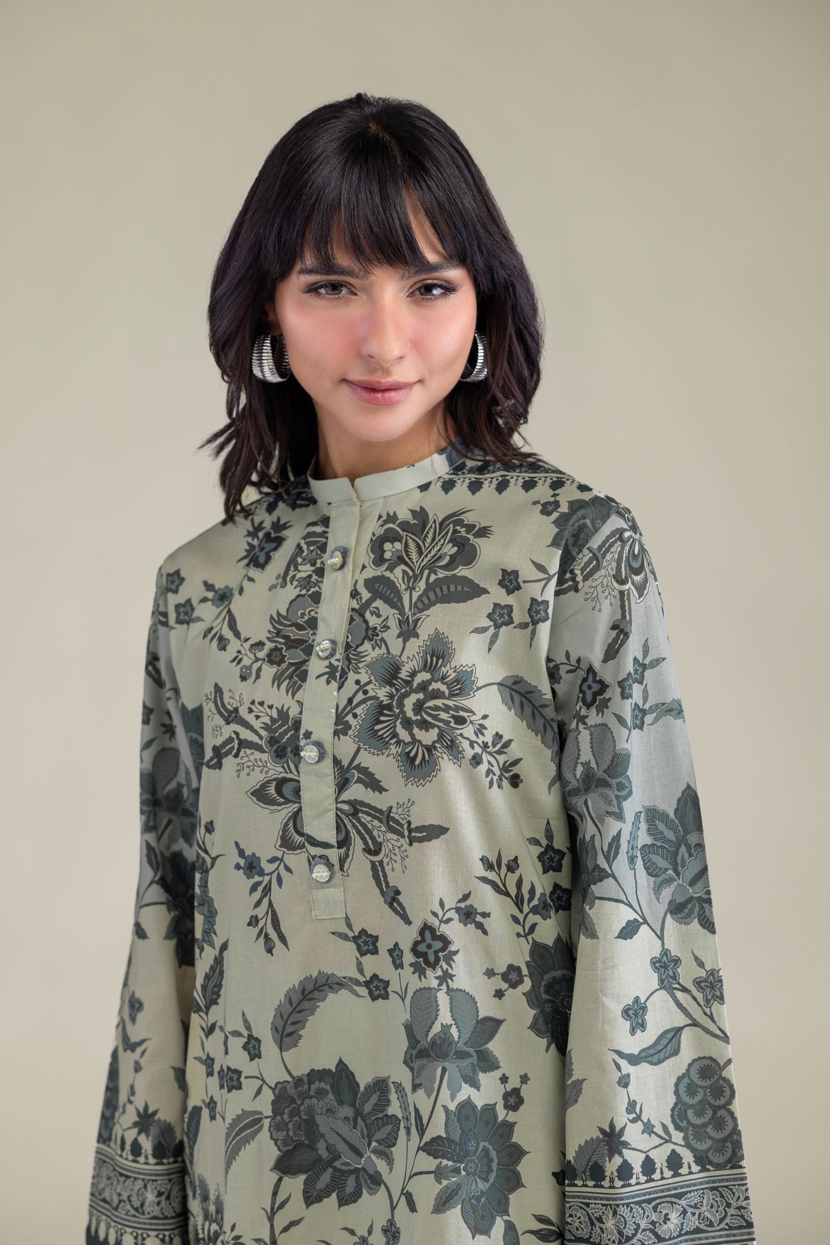 Printed Cambric Floral Cambric Kurta - T-A22-26-215FE1-VG
