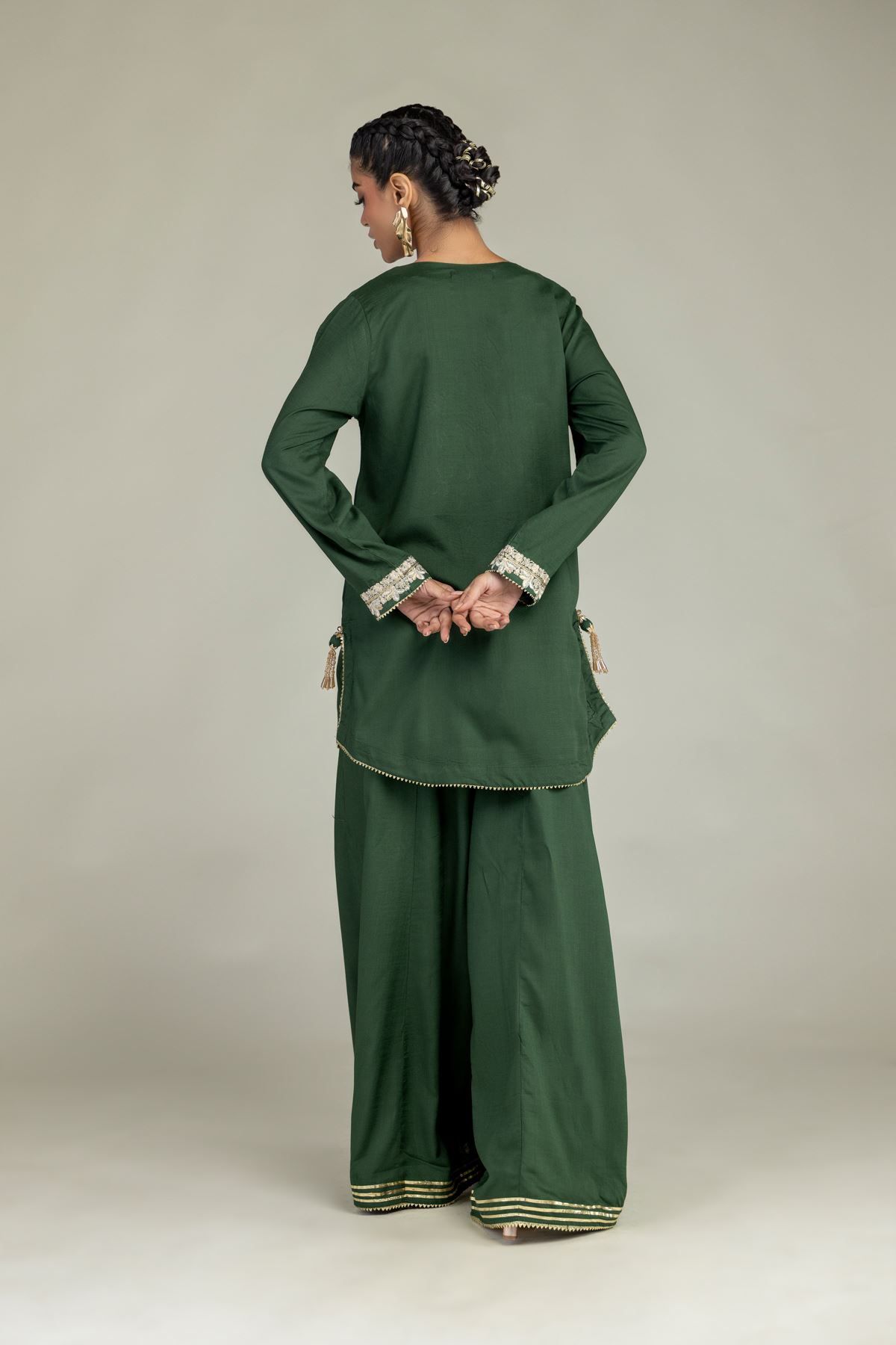 Embroidered Raw Silk Floral Green Kurta - 2-26-203-A-B1-VG