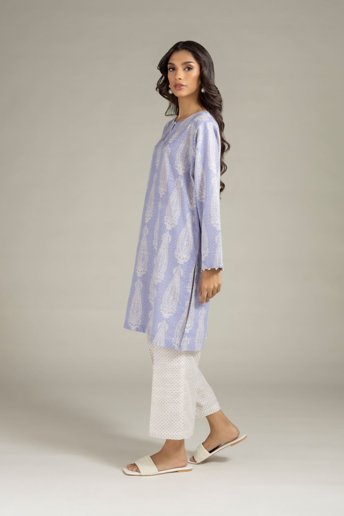 Printed Heavy Textured Cotton Pants - EET24547B-VG