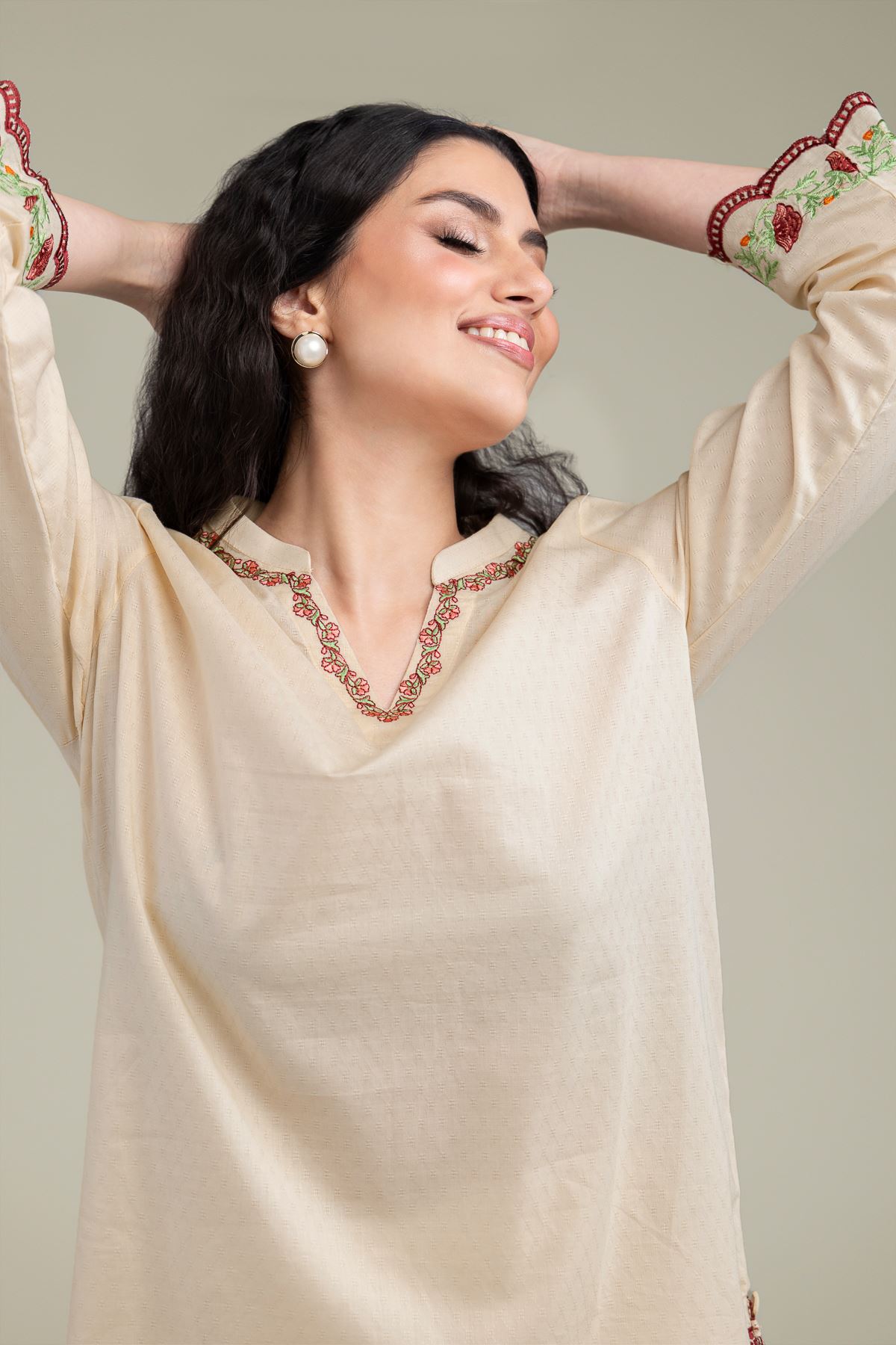 Embroidered Cotton Dobby Floral Cotton Kurta - 1-26-238-A-J1-VG