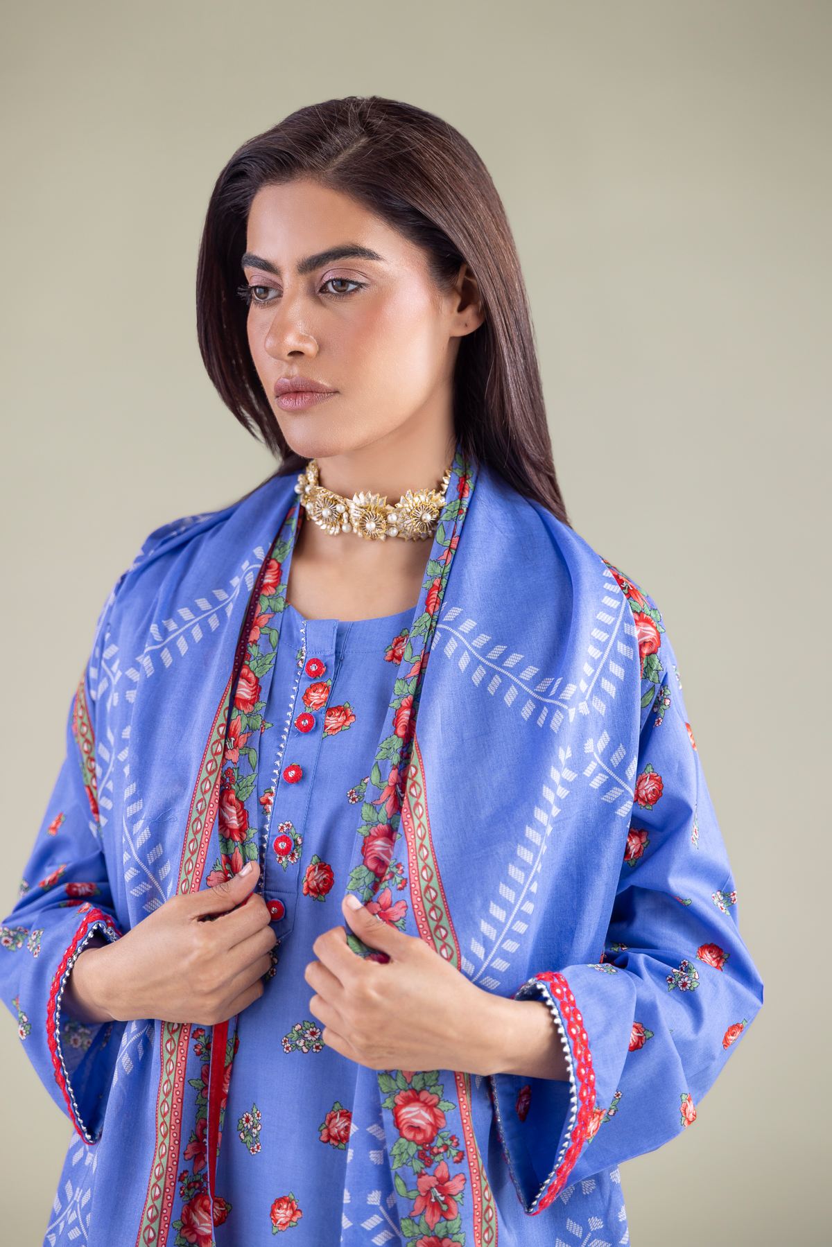 Embroidered Lawn Dupatta - 1-26-123-A-G-VG