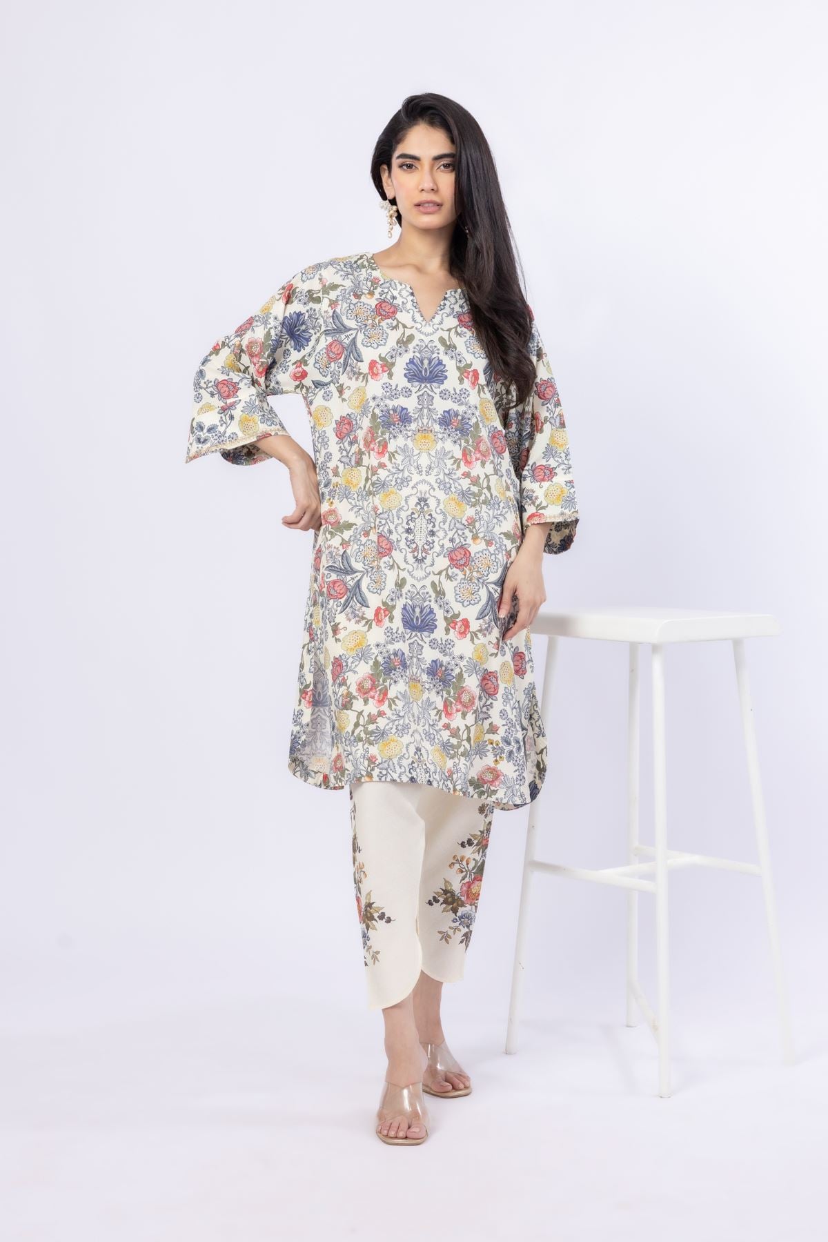 Embroidered Russian Raw Silk Kurta - 25-08K3-08TA-VG