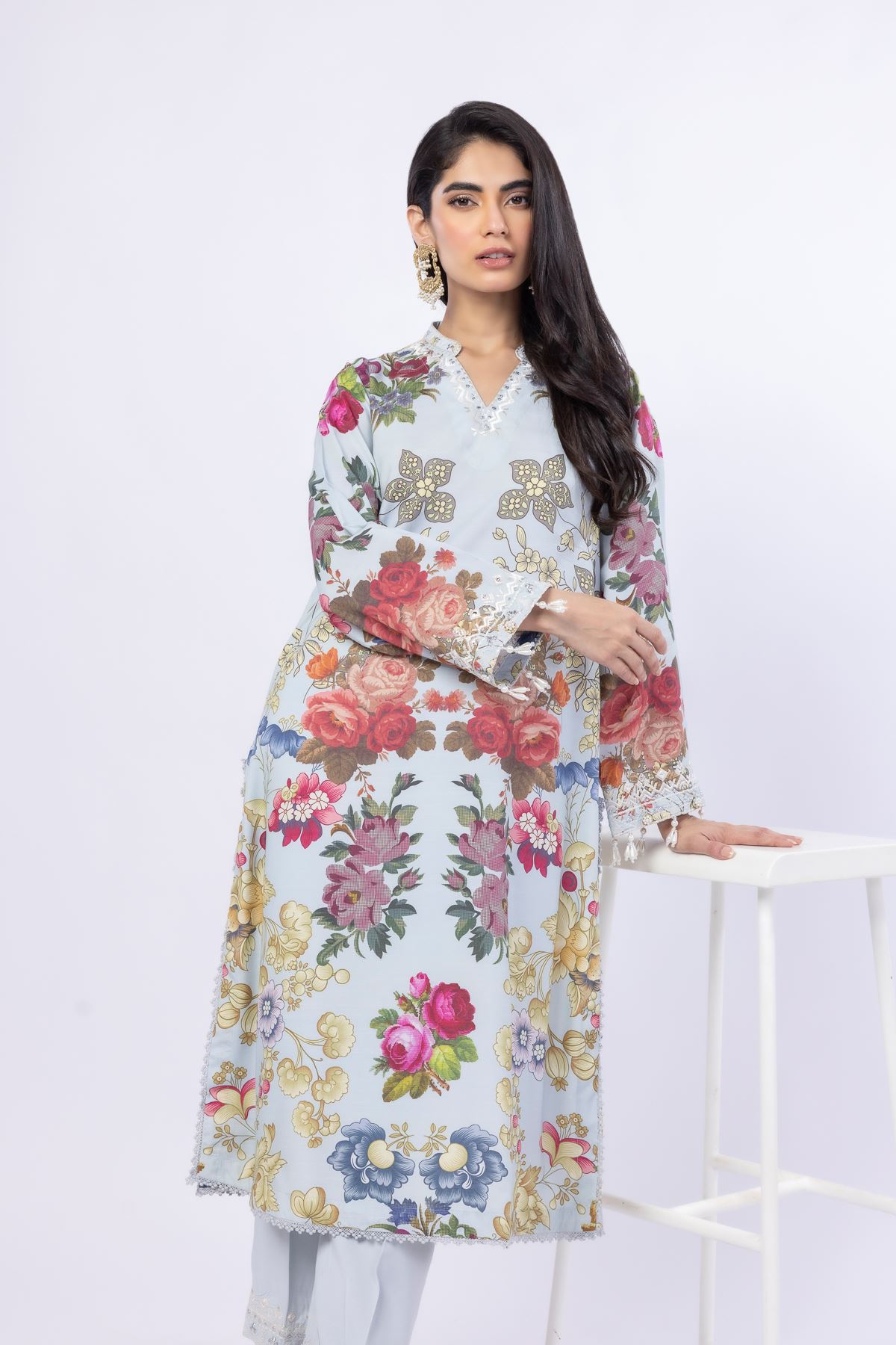 Embroidered Russian Raw Silk Kurta - 25-04E48-07TA-VG