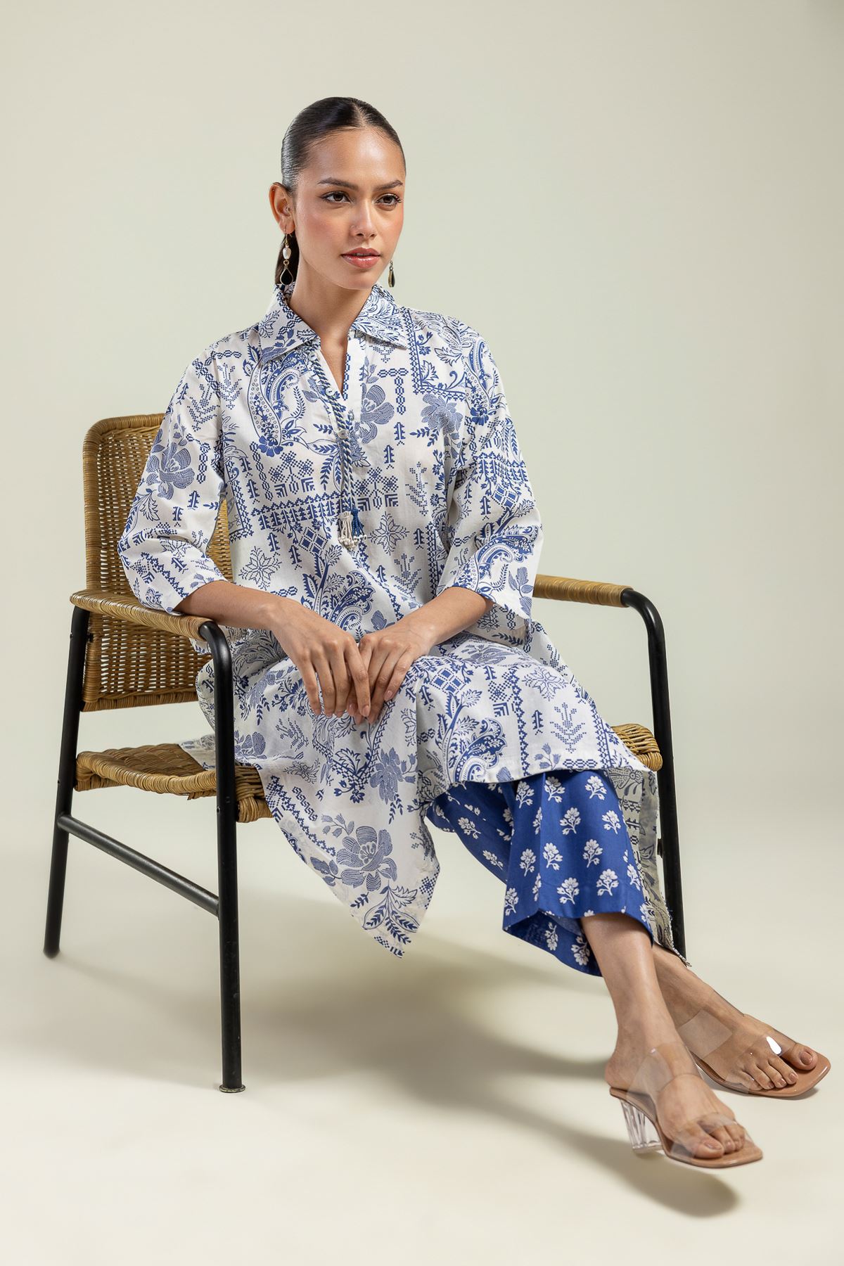 Printed Cambric Floral Cambric Kurta - 1-26-201-A-A-VG