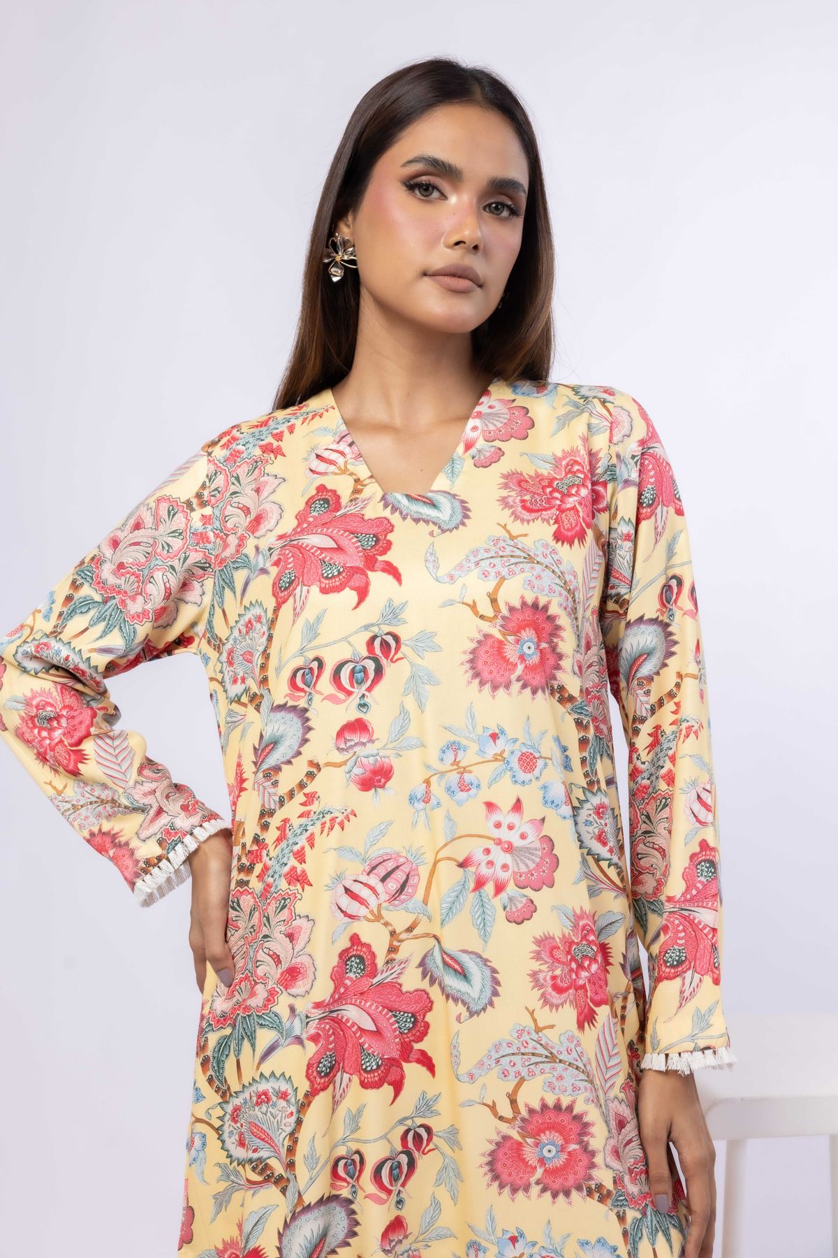 Printed Viscose Crepe Kurta - 25-04E48-07TA-VG