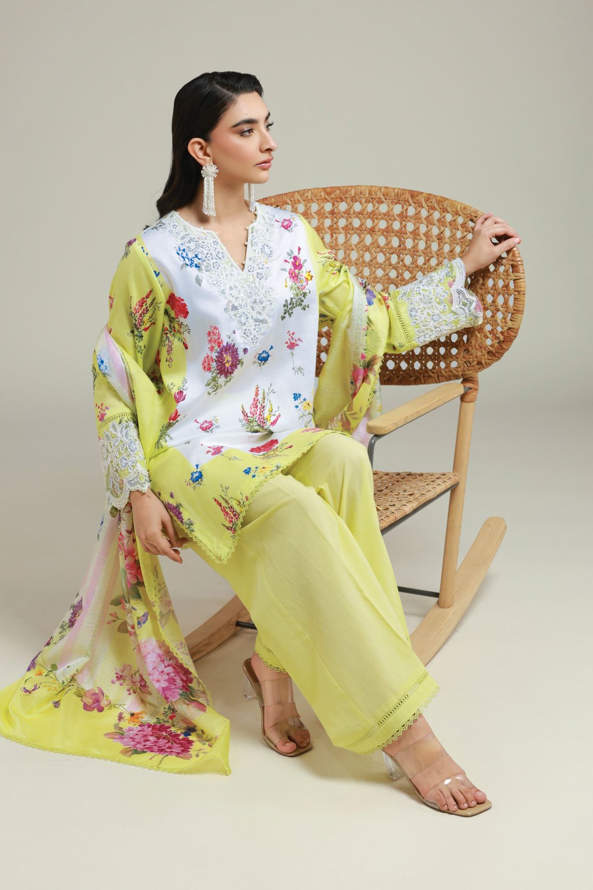 Printed Satin Tailored 3 Piece - T-A22-26-109FA1-VG