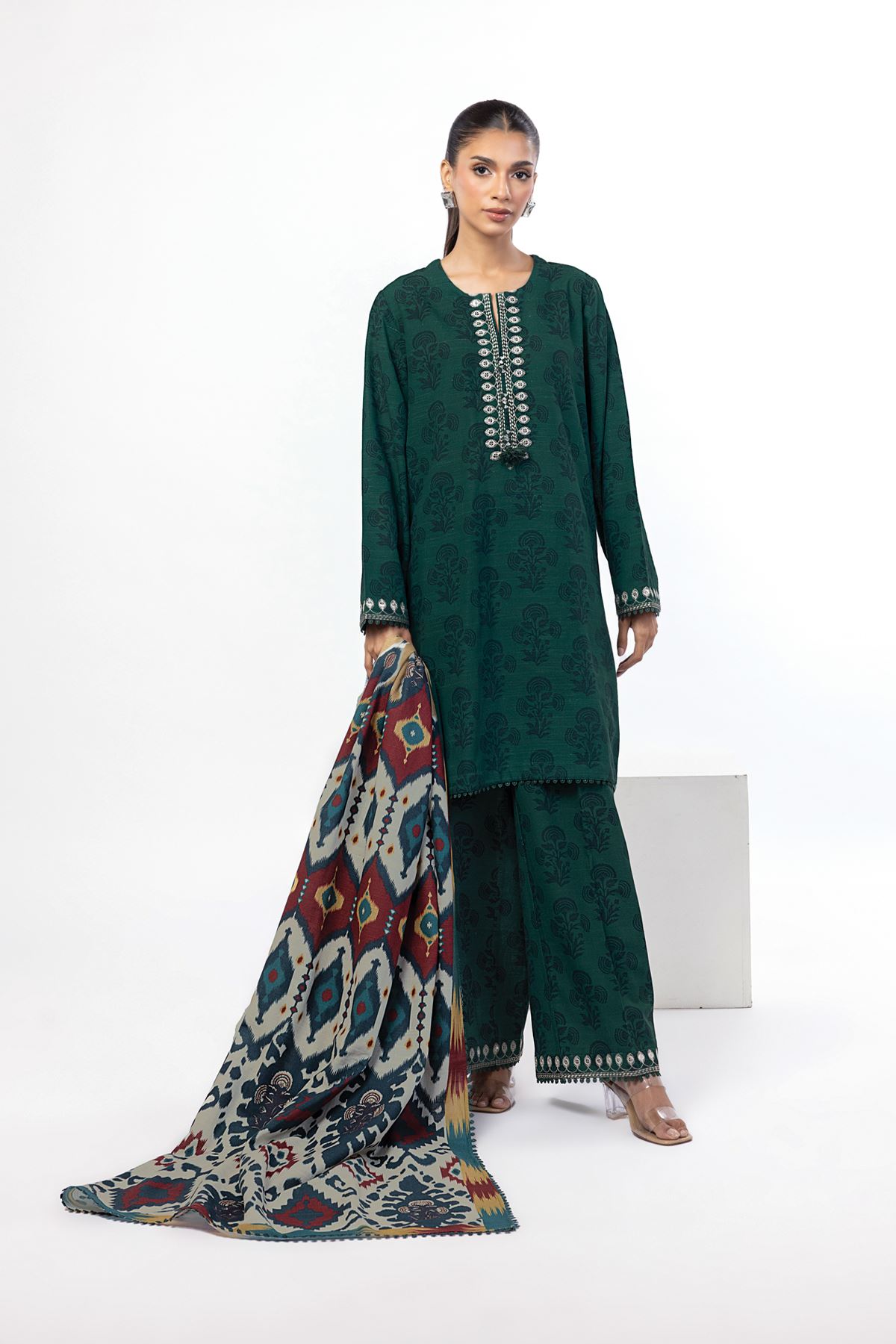 Embroidered Khaddar Tailored 3 Piece - MT15AST-VG