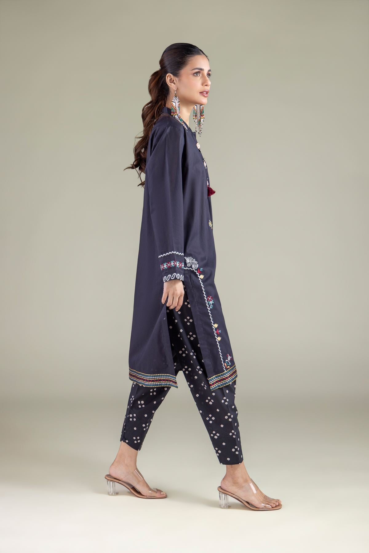 Embroidered Cambric Straight Dotted Shalwar - 1-26-122-A-F-VG