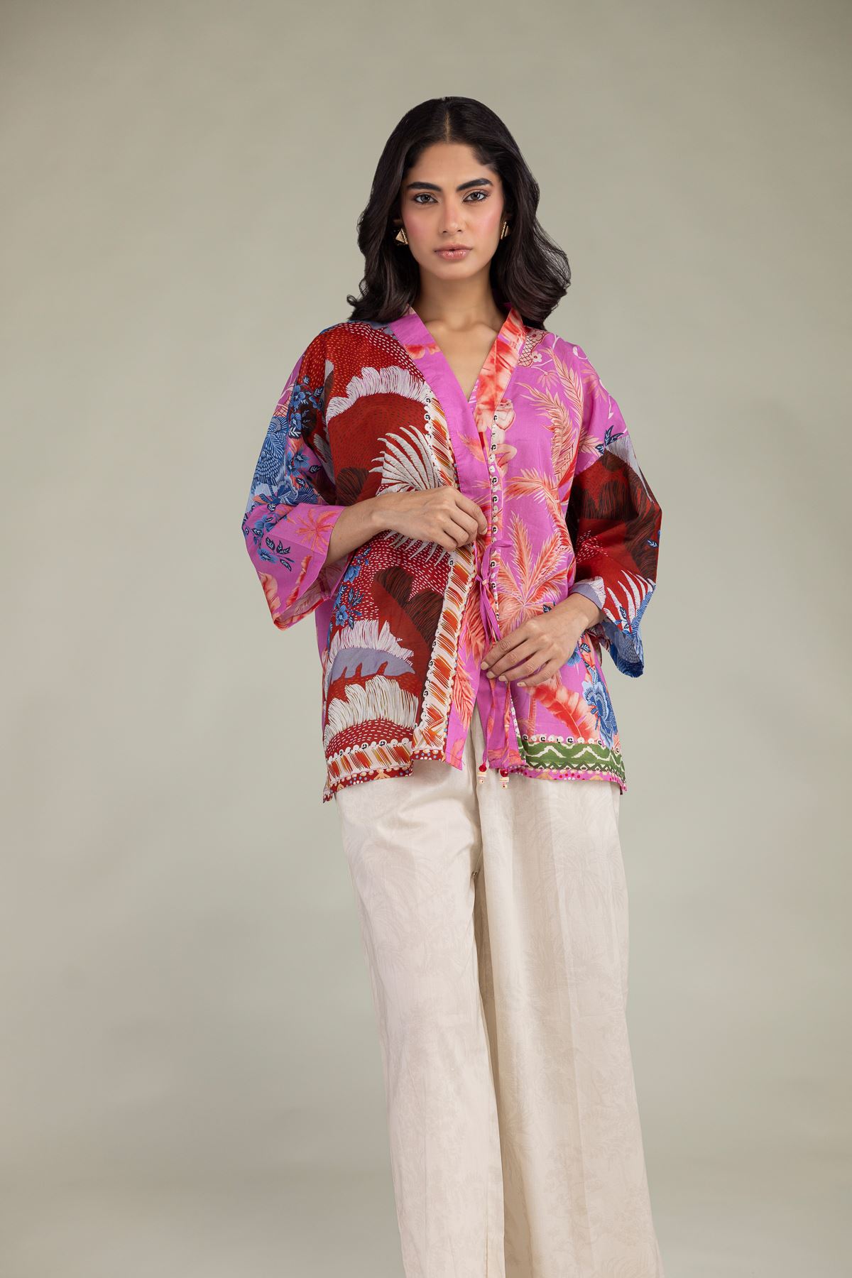 Printed Cambric Floral Cambric Tunic - 6-26-208-A-H1-VG