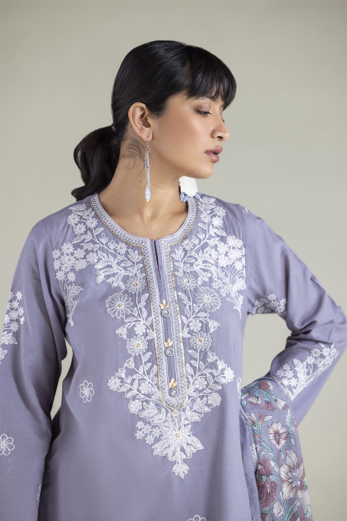 Embroidered Cambric Tailored Cambric 3-Piece - 6-26-204-A-H2-VG
