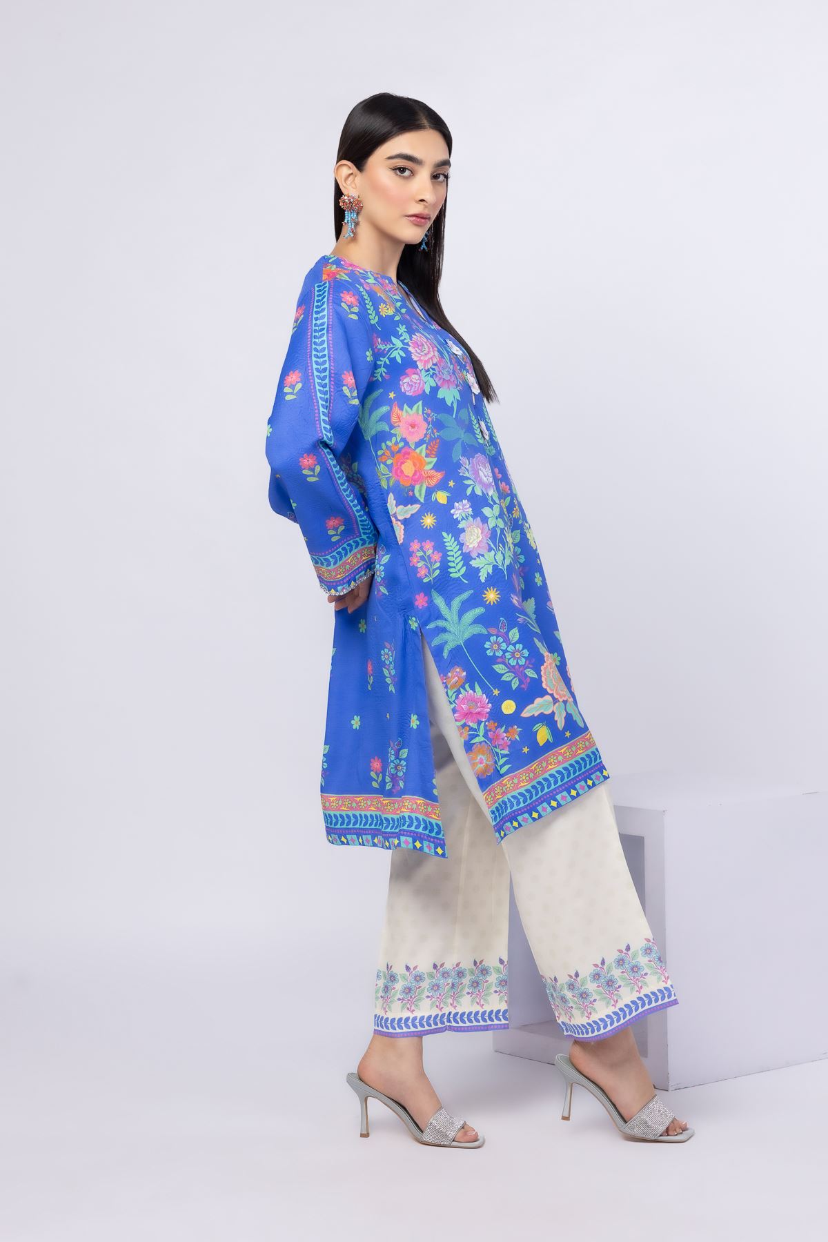 Printed Thai Silk Pants - 25-09-9S2-02BA-VG