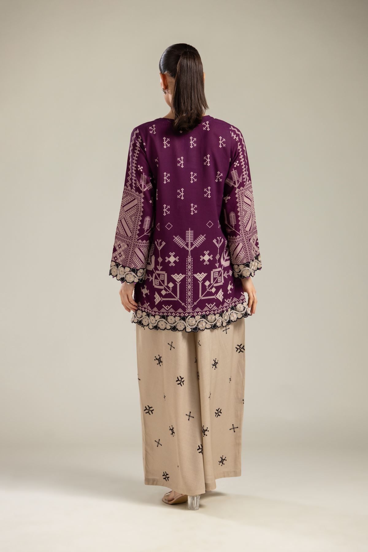 Embroidered Raw Silk Short Silk Kurta - 2-26-113-A-A-VG