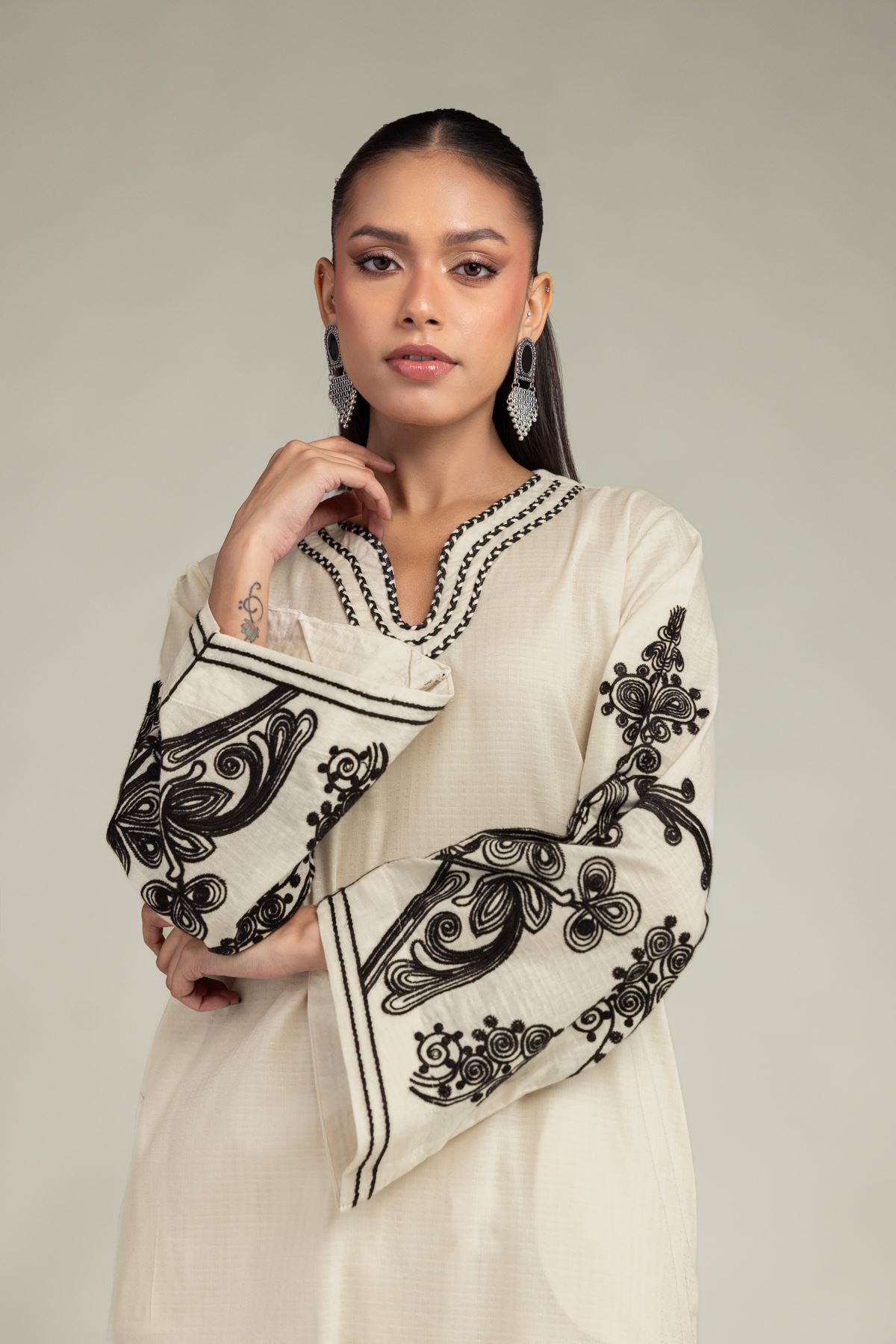 Embroidered Cotton Dobby Floral Cotton Kurta - 1-26-225-A-C1-VG
