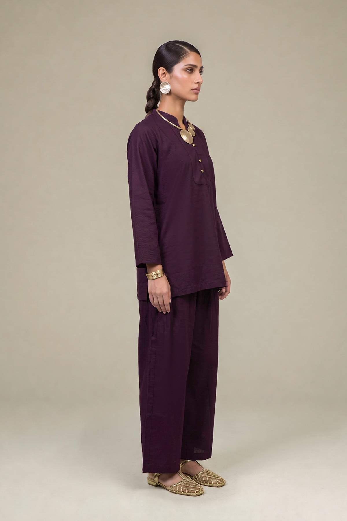 Dyed Cotton Dobby Tailored 2-Piece Set - 2-26-308-A-G1-VG
