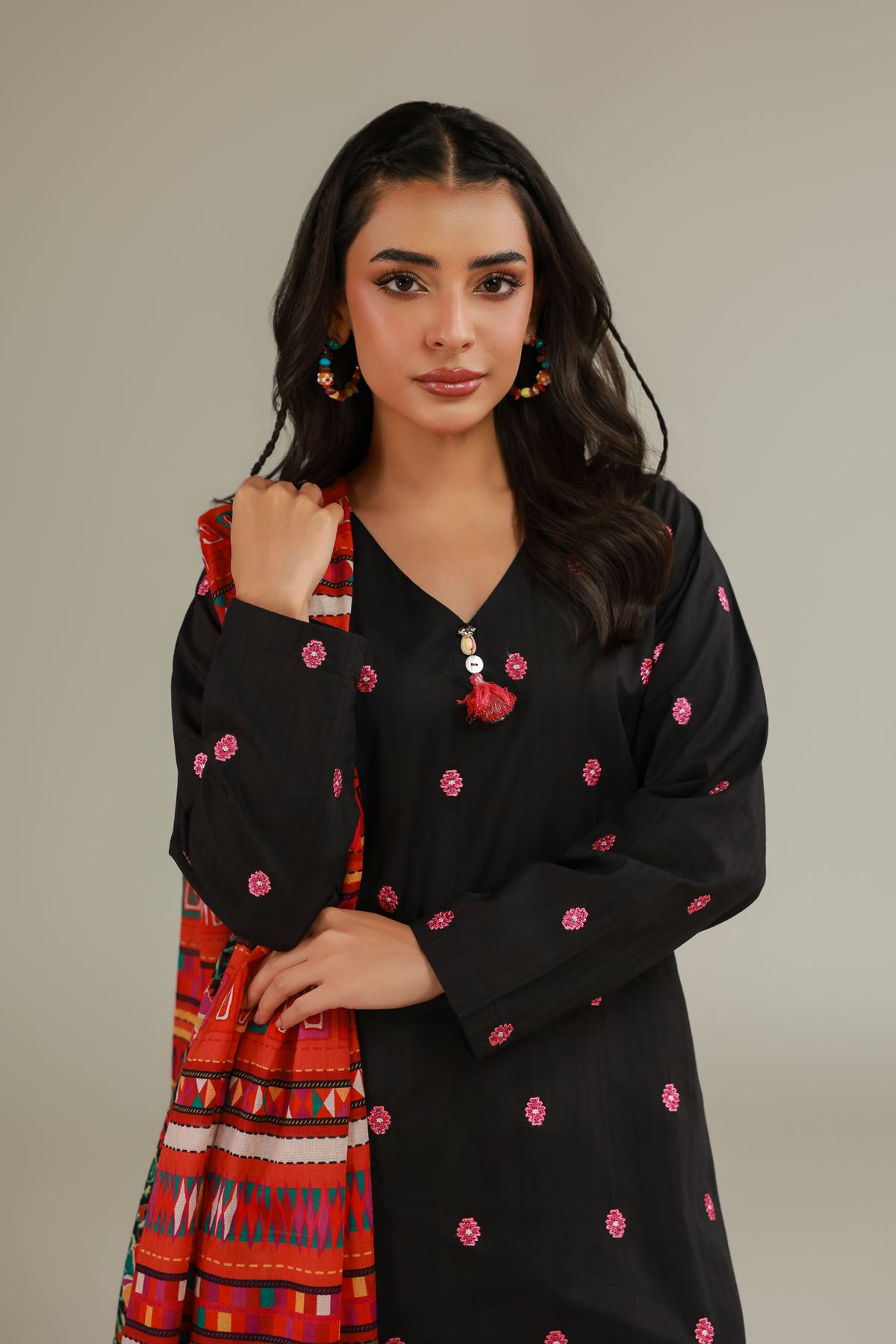 Embroidered Cotton Net Cotton Net Dupatta - 1-26-112-B-C-VG