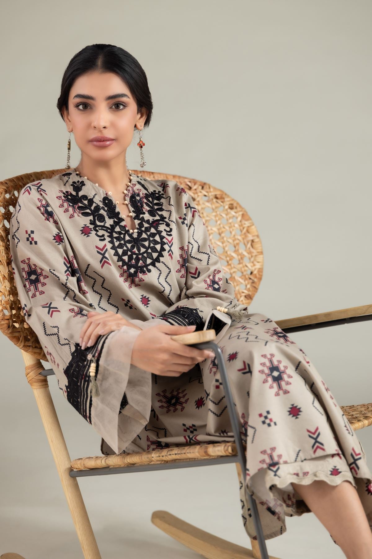 Embroidered Cotton Viscose Kurta - T-A33-26-107FB-VG