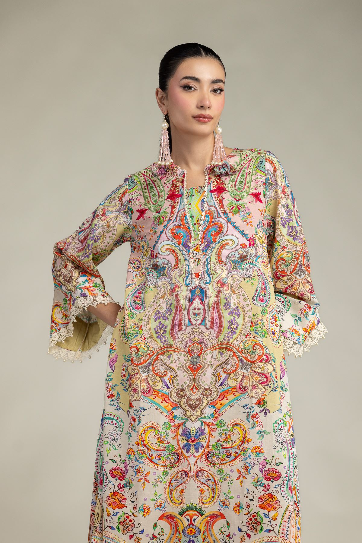 Embroidered Raw Silk Silk Floral Kurta - 2-26-212-A-H1-VG