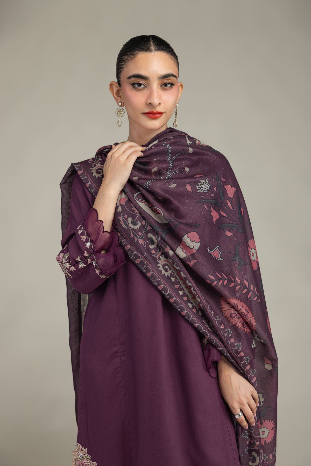 Embroidered Mesuri Floral Mesuri Dupatta - 2-26-210-A-B1-VG