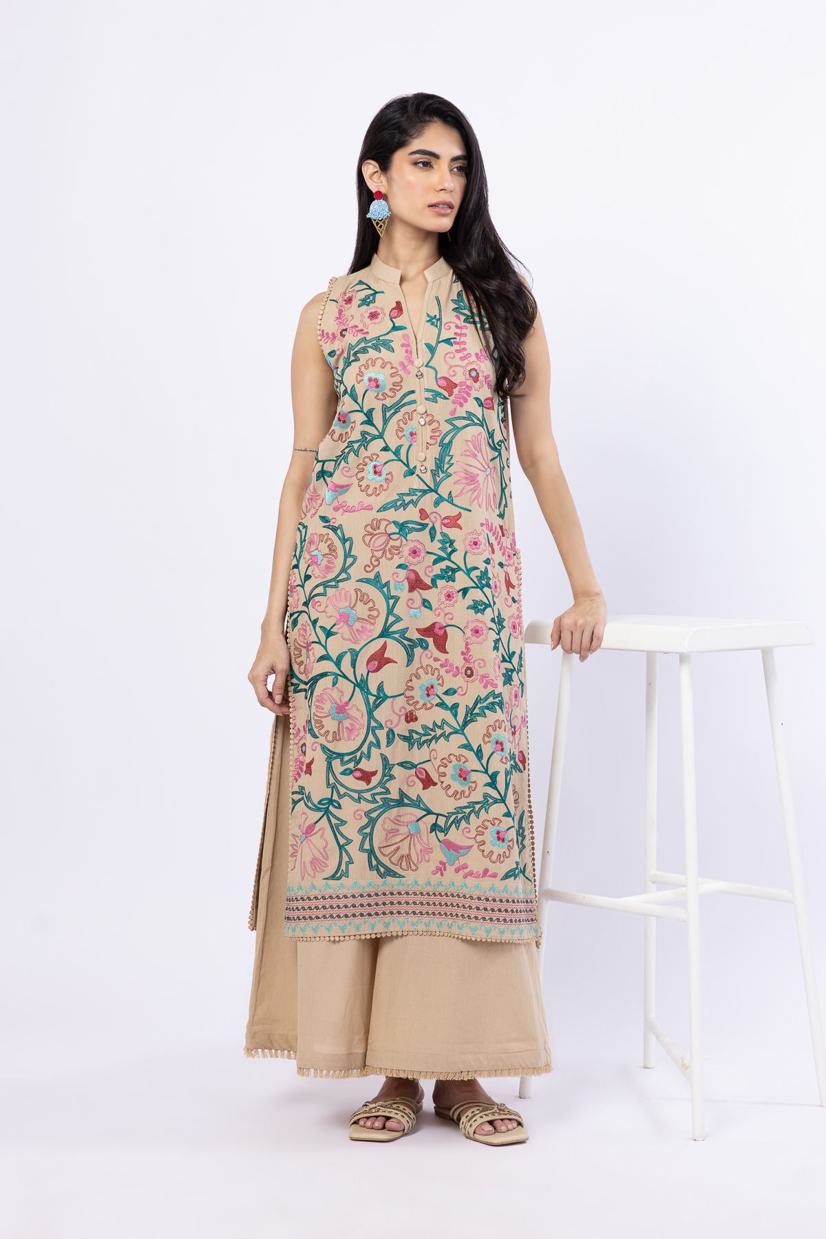 Embroidered Handwoven Cotton Kurta - 25-09-11E3-07TA-VG