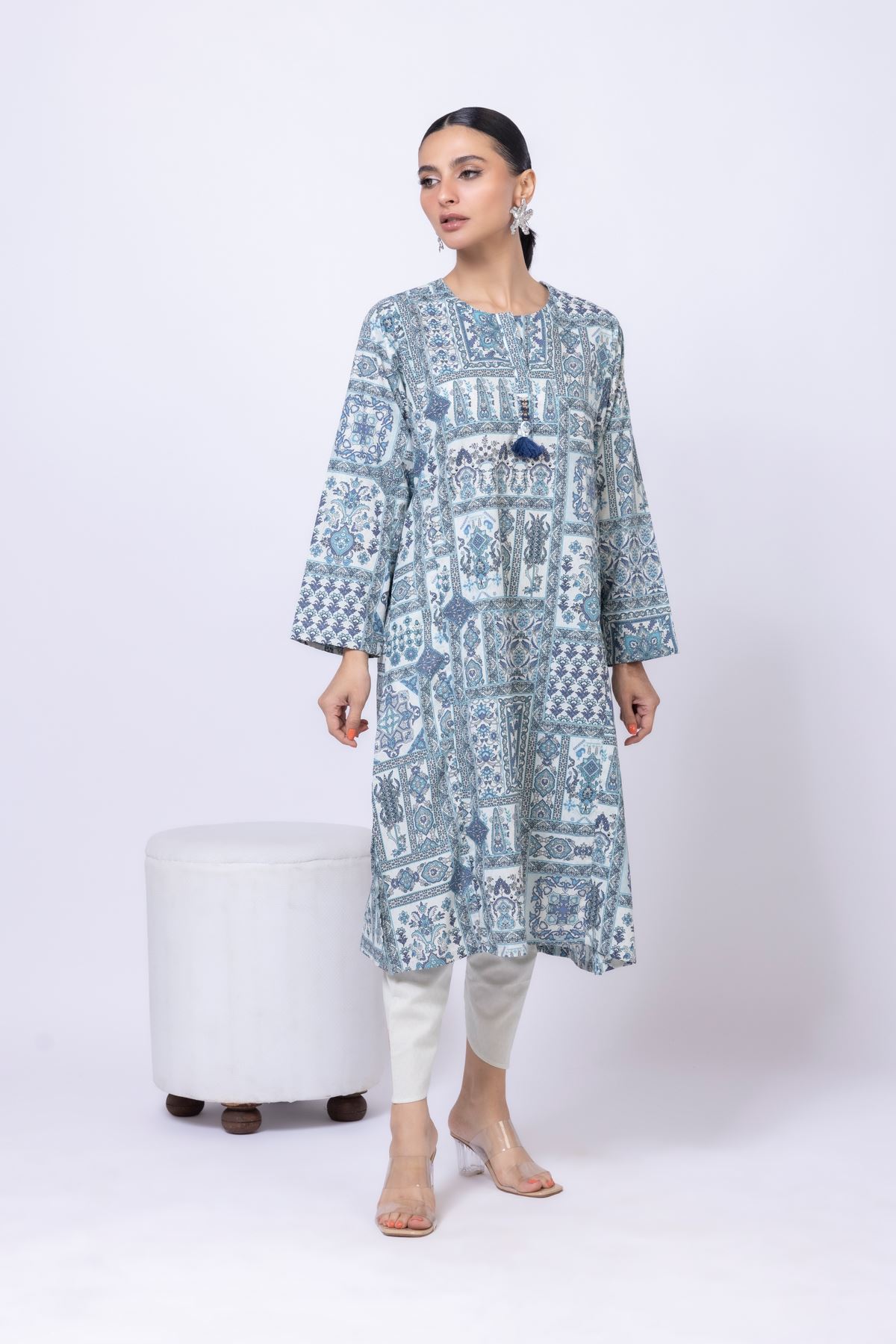 Printed Cotton Dobby Kurta - 25-07-7E9-02TA-VG