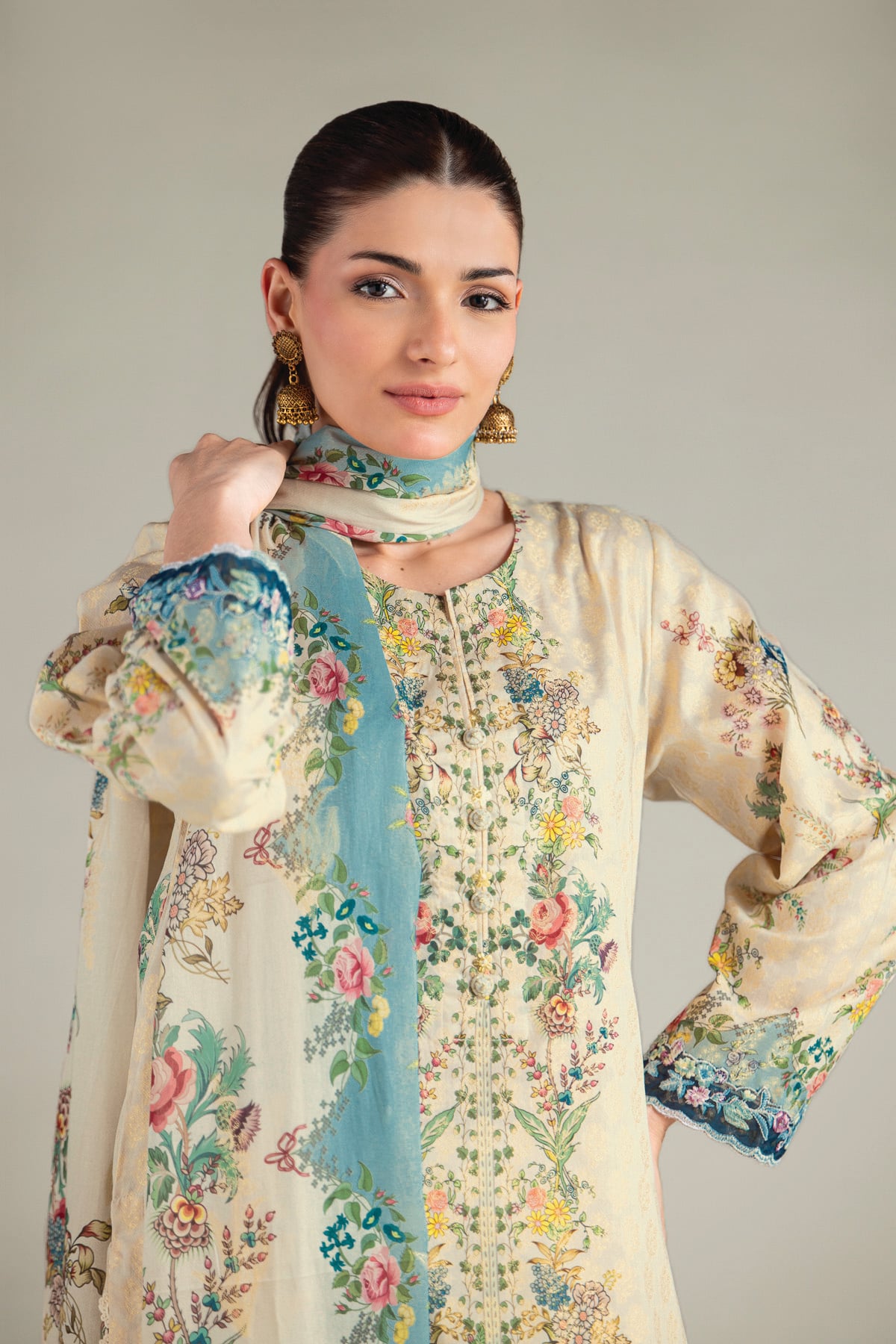 Embroidered Jacquard Fabrics 3 Piece - A22-26-214FH1-VG