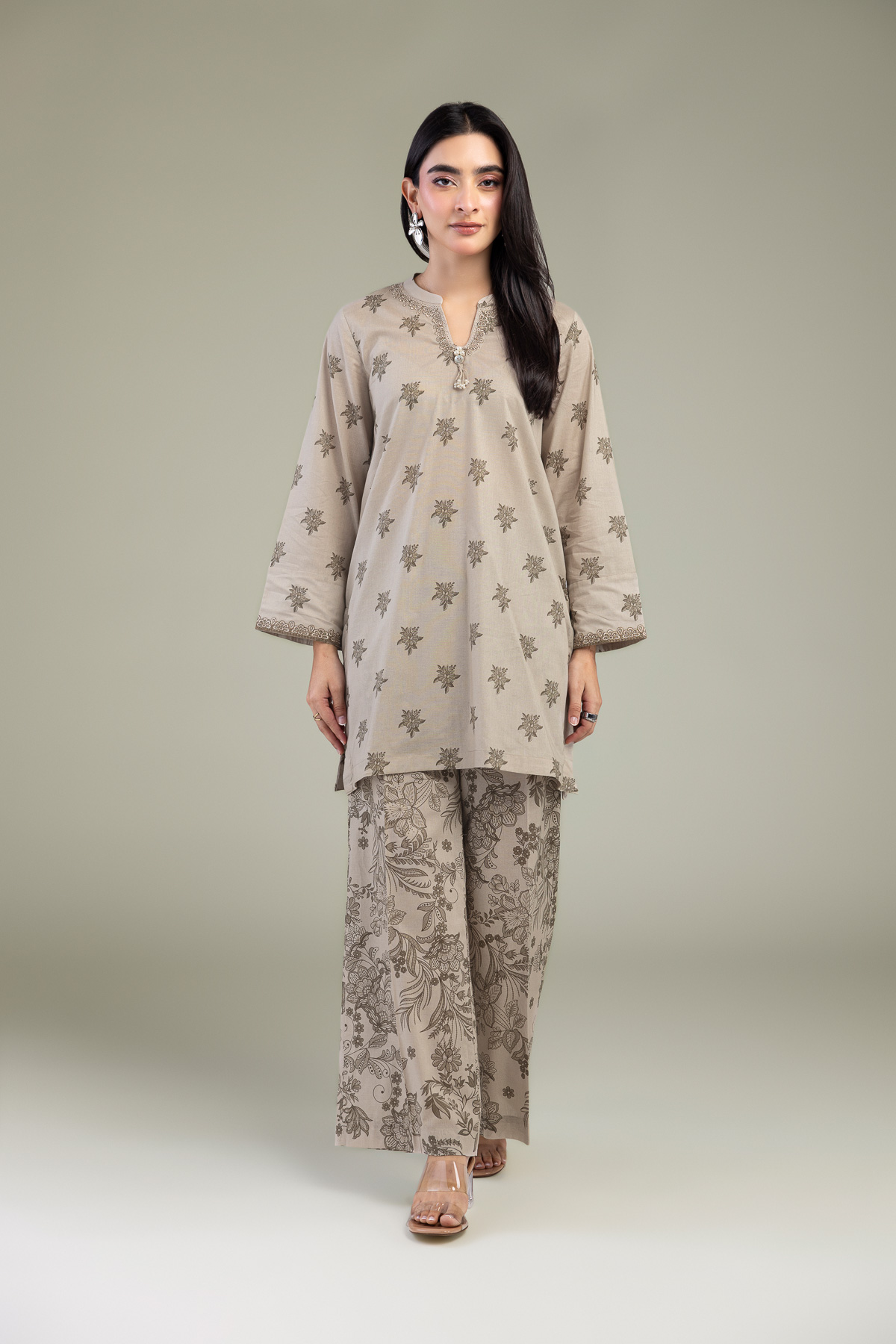 Embroidered Cambric Floral Cambric Kurta - 1-26-102-A-F-VG