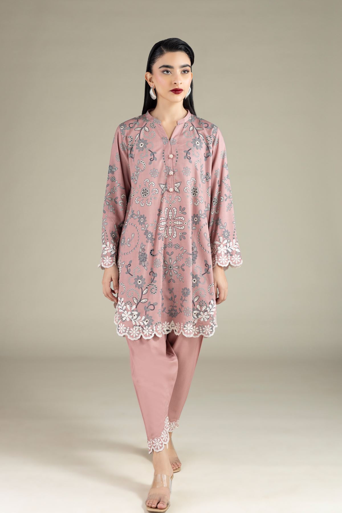 Embroidered Raw Silk Kurta - 25-10-12E3-07TA-VG