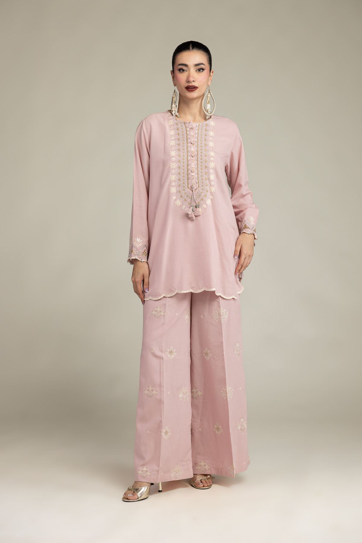 Embroidered Raw Silk Short Silk Kurta - 2-26-212-A-C1-VG