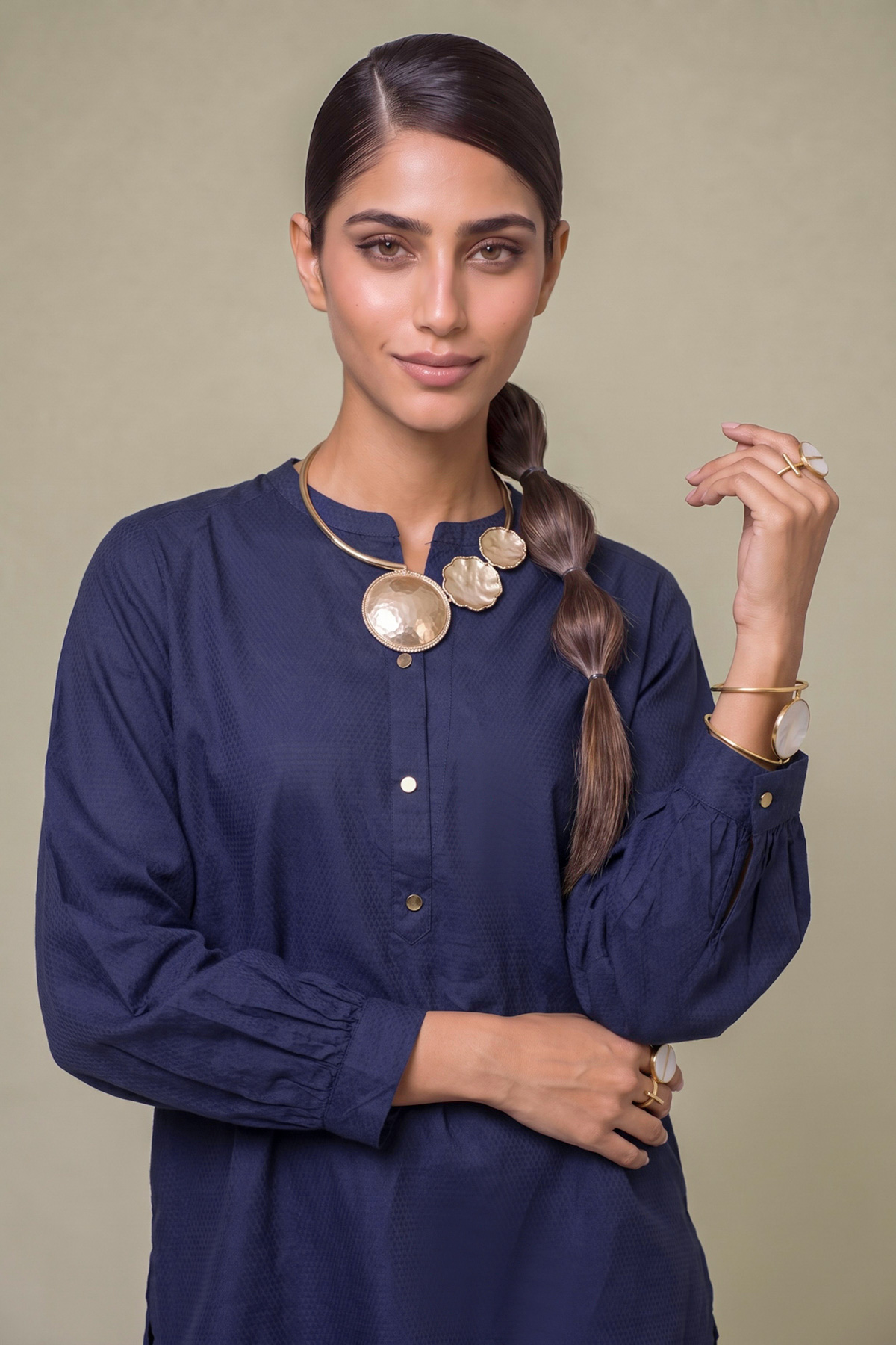 Dyed Cotton Dobby 2-Piece Tailored Set - 2-26-308-A-G1-VG