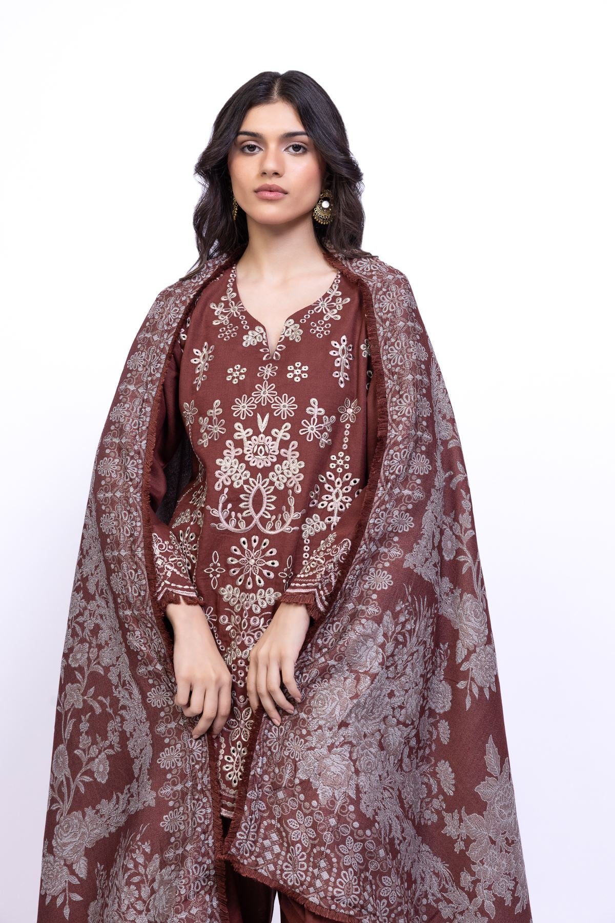 Printed Jacquard Dupatta - OTD4-EX28-04TA-VG