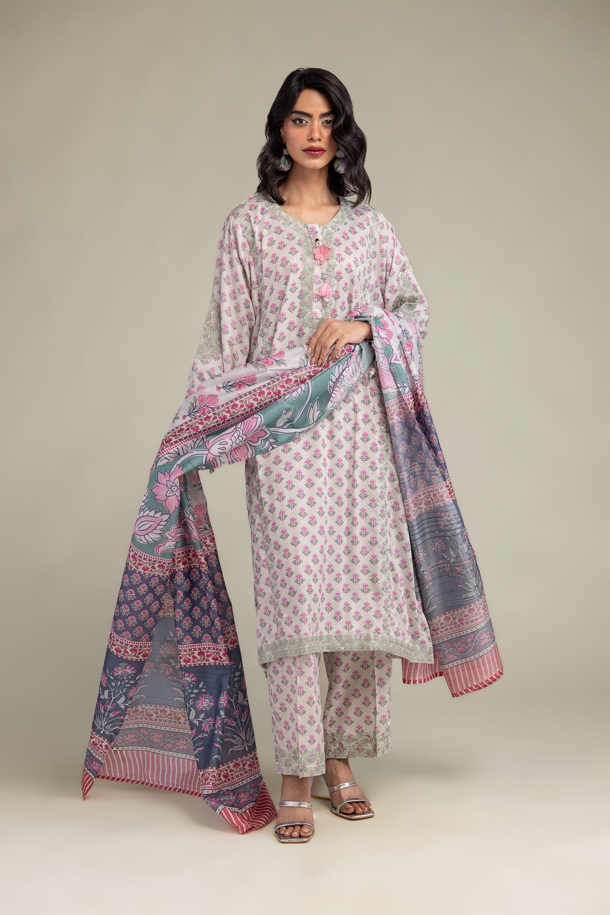 Embroidered Mesuri Floral Mesuri Dupatta - 2-26-308-A-G1-VG