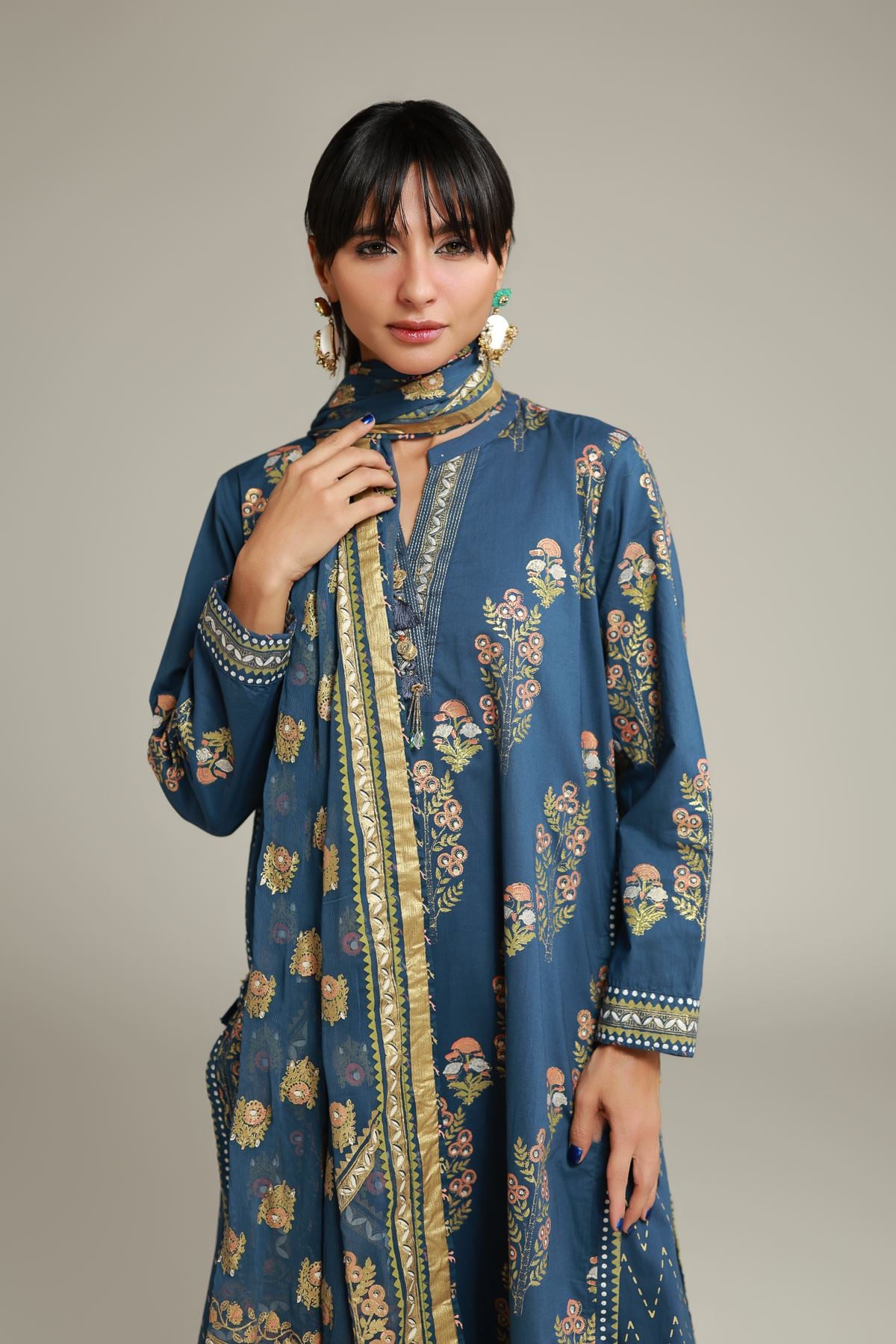 Printed Cambric Floral Cambric Set - T-A22-26-118FA1-VG