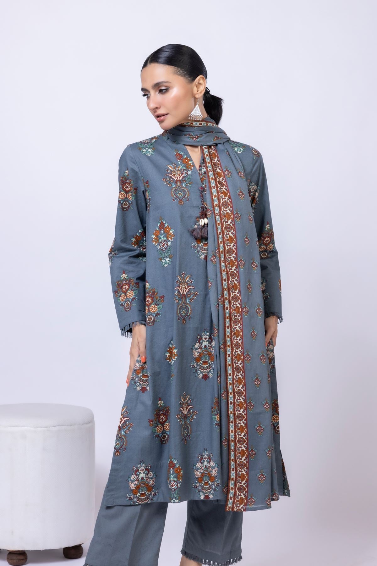 Printed Lawn Dupatta - 25-04E43-07BB-VG