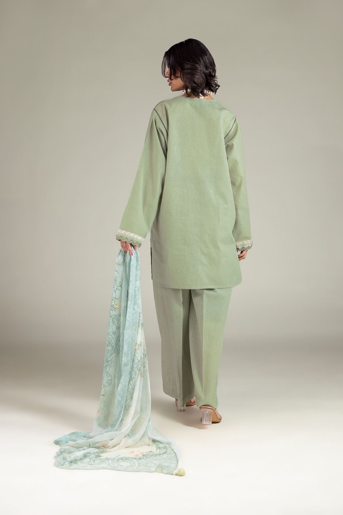 Embroidered Cotton Dobby Floral Tailored 3-Piece - 1-26-221-A-G1-VG