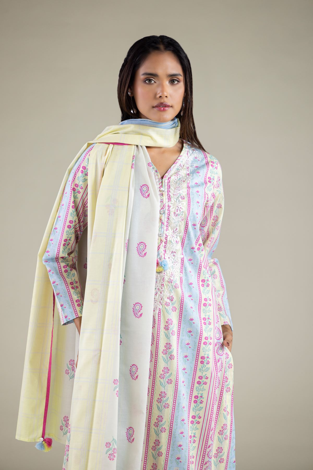 Embroidered Textured Lawn Dupatta - 1-26-123-A-A-VG