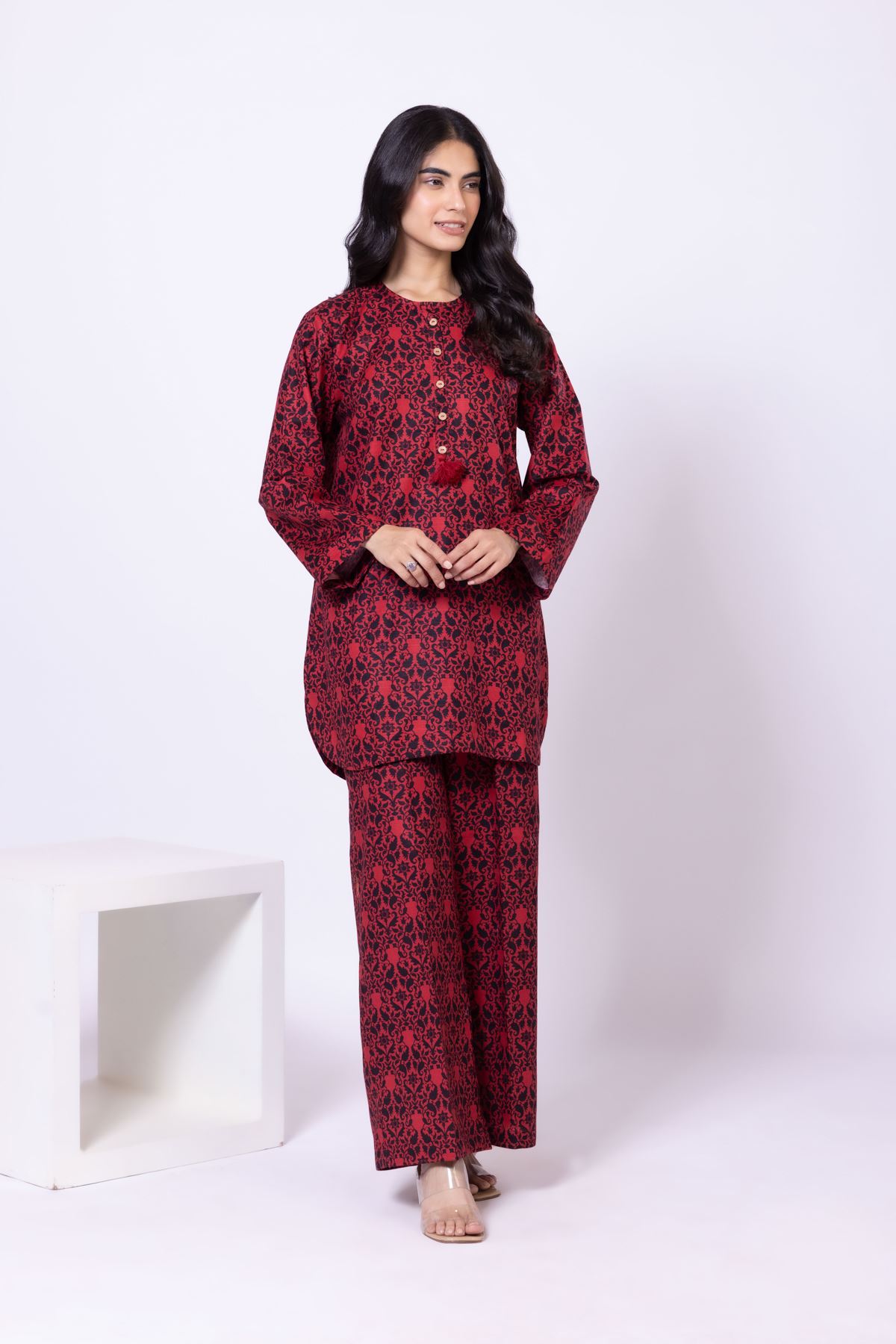 Printed Khaddar Pants - 25-09-11E11-02TB-VG