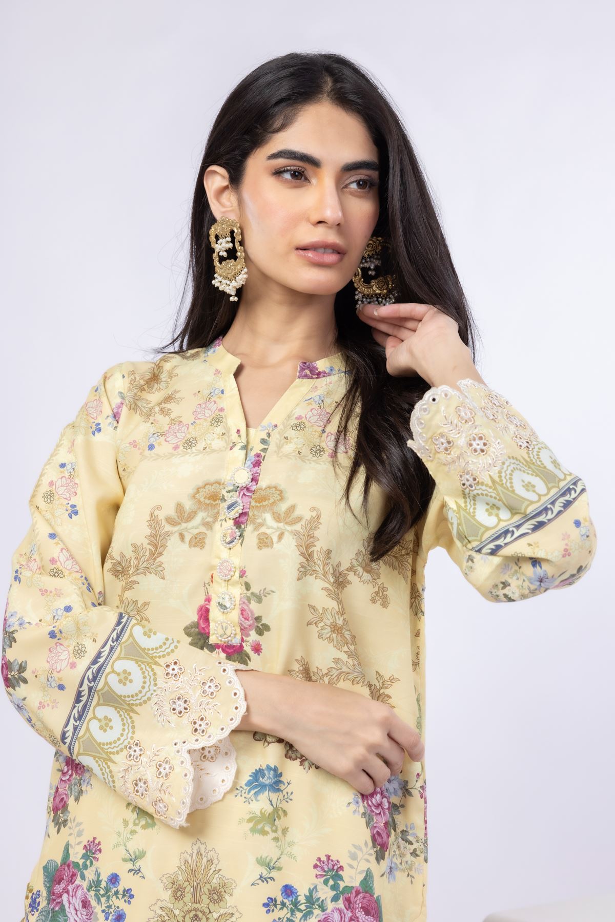 Embroidered Russian Raw Silk Kurta - 25-09-9S3-05TB-VG
