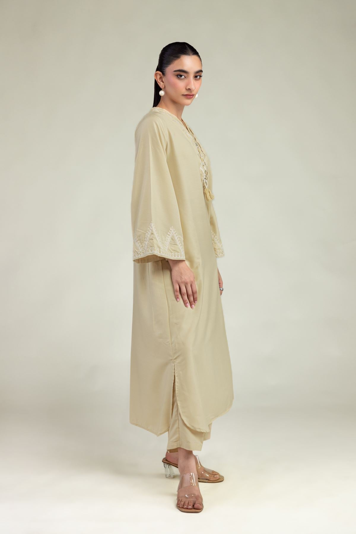 Embroidered Arabic Lawn Beige Lawn Pants - 8-26-210-A-B1-VG