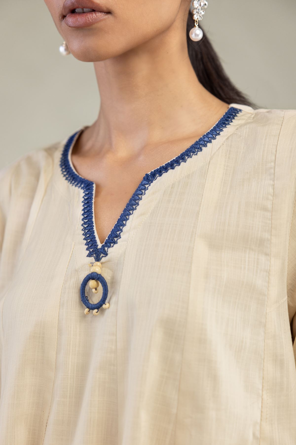 Textured Cotton Embroidered Short Cotton Kurta - 1-26-325-A-I1-VG