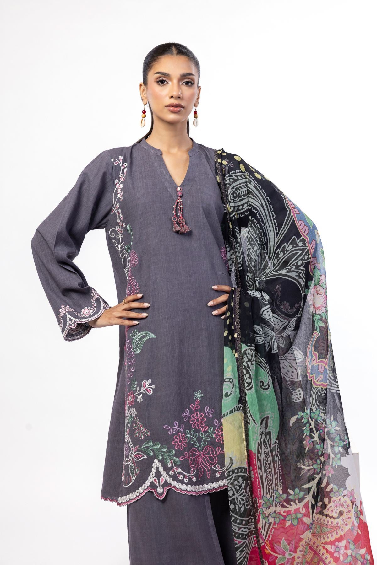 Embroidered Crosshatch Tailored 3 Piece - KN44YB-VG