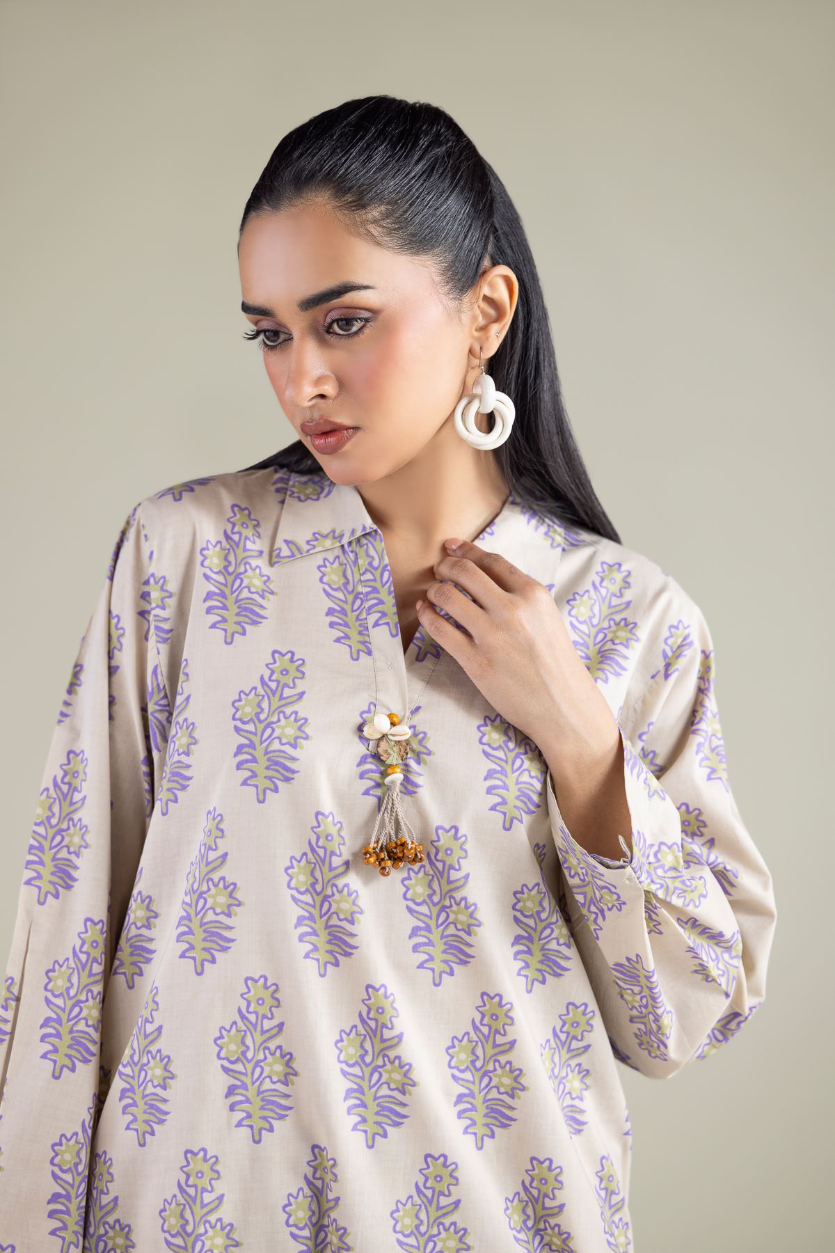 Printed Cambric Floral Cambric Top - 1-26-147-A-C-VG