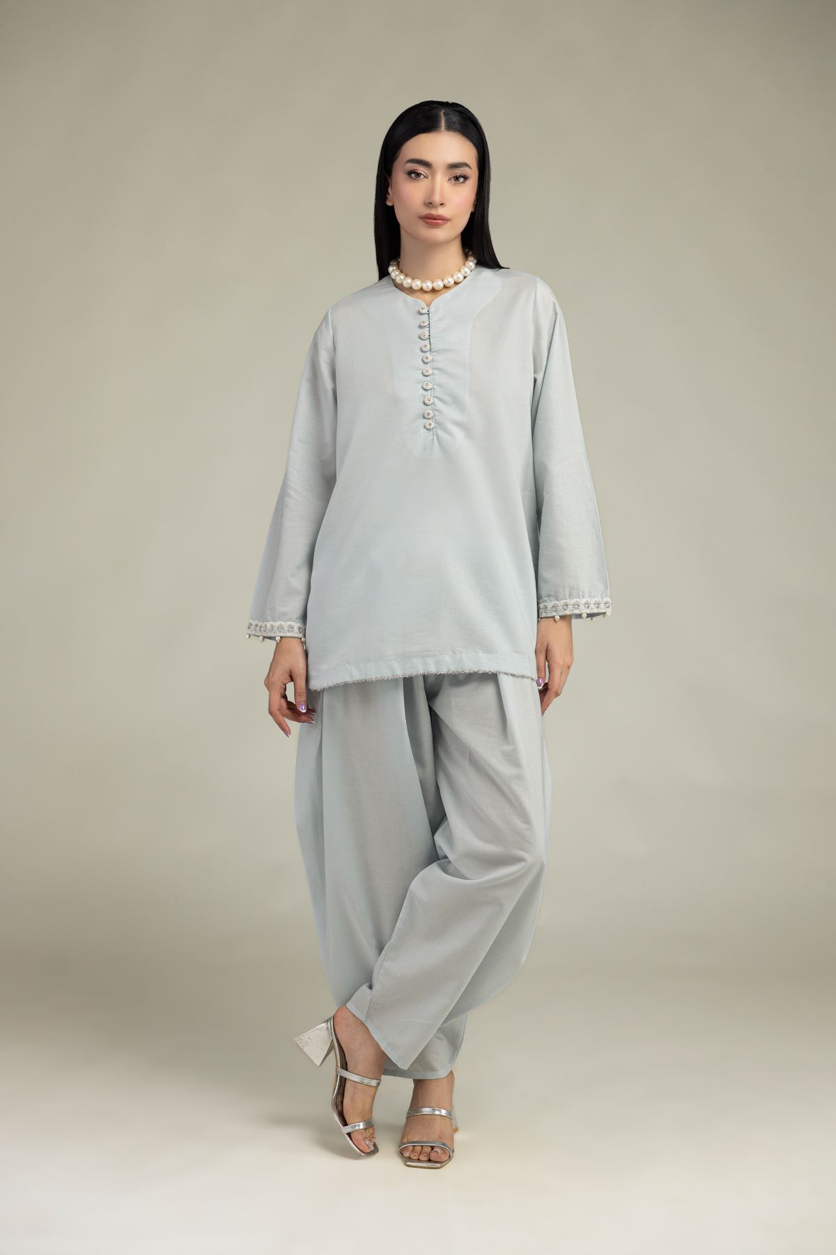Embroidered Mesuri Short Mesuri Kurta - 25-09-11E14-03TA-VG