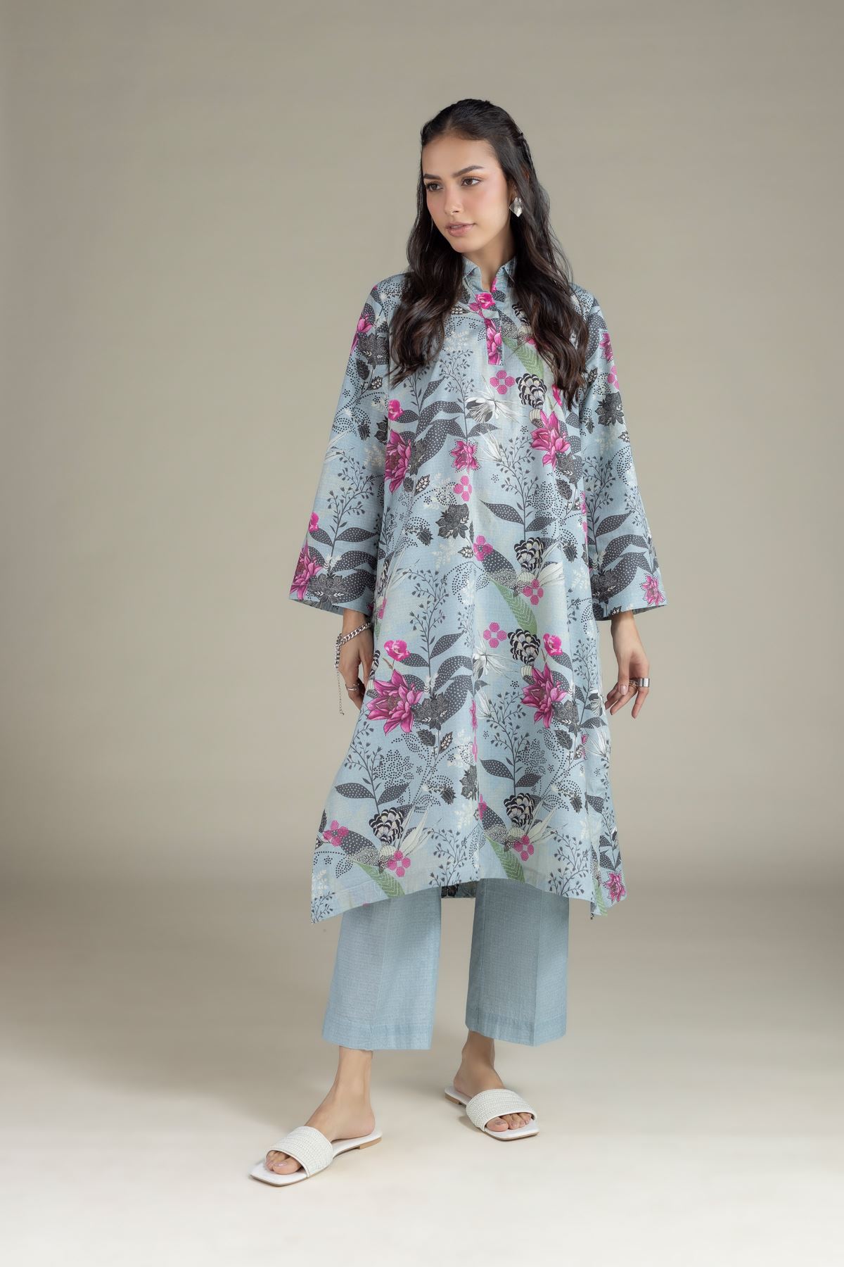 Printed Cotton Dobby Pants - 1-26-223-A-H1-VG
