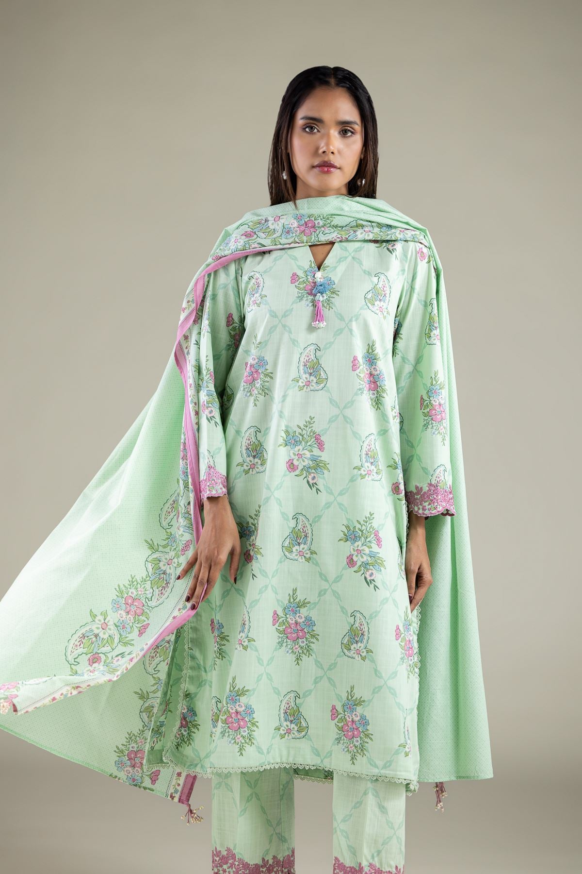 Embroidered Textured Lawn Dupatta - 1001916609