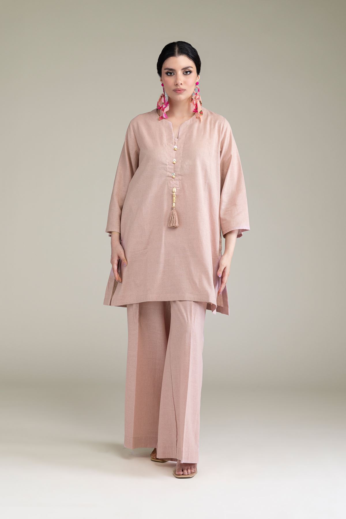 Dyed Blended Linen Solid Linen Pants - 8-26-201-A-B1-VG
