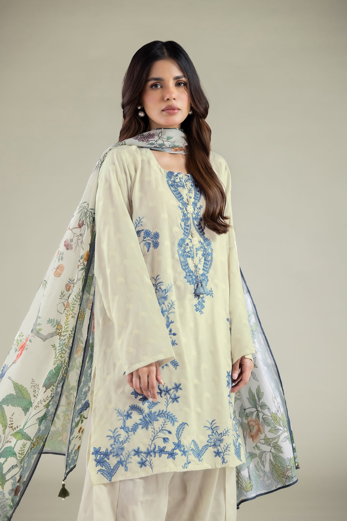Embroidered Broshia Tailored Floral 3-Piece - 1-26-102-A-F-VG