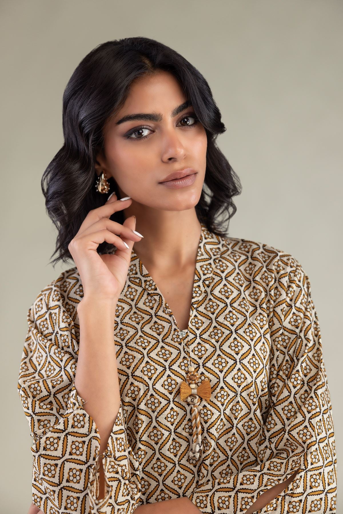 Printed Cambric Short Cambric Kurta - 8-26-303-A-C1-VG