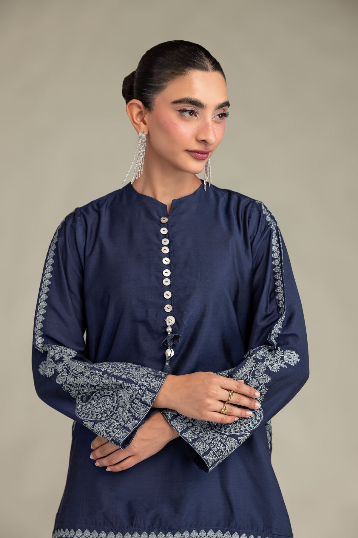 Printed Raw Silk Silk Floral Kurta - 1-26-244-A-D1-VG