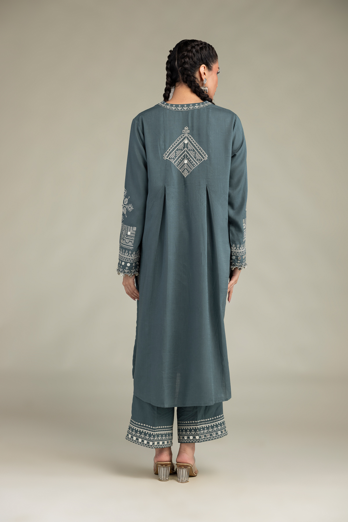 Embroidered Raw Silk Raw Silk Kurta - 1-26-309-B-D1-VG